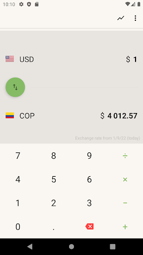 Android application US Dollar to Colombian Peso screenshort