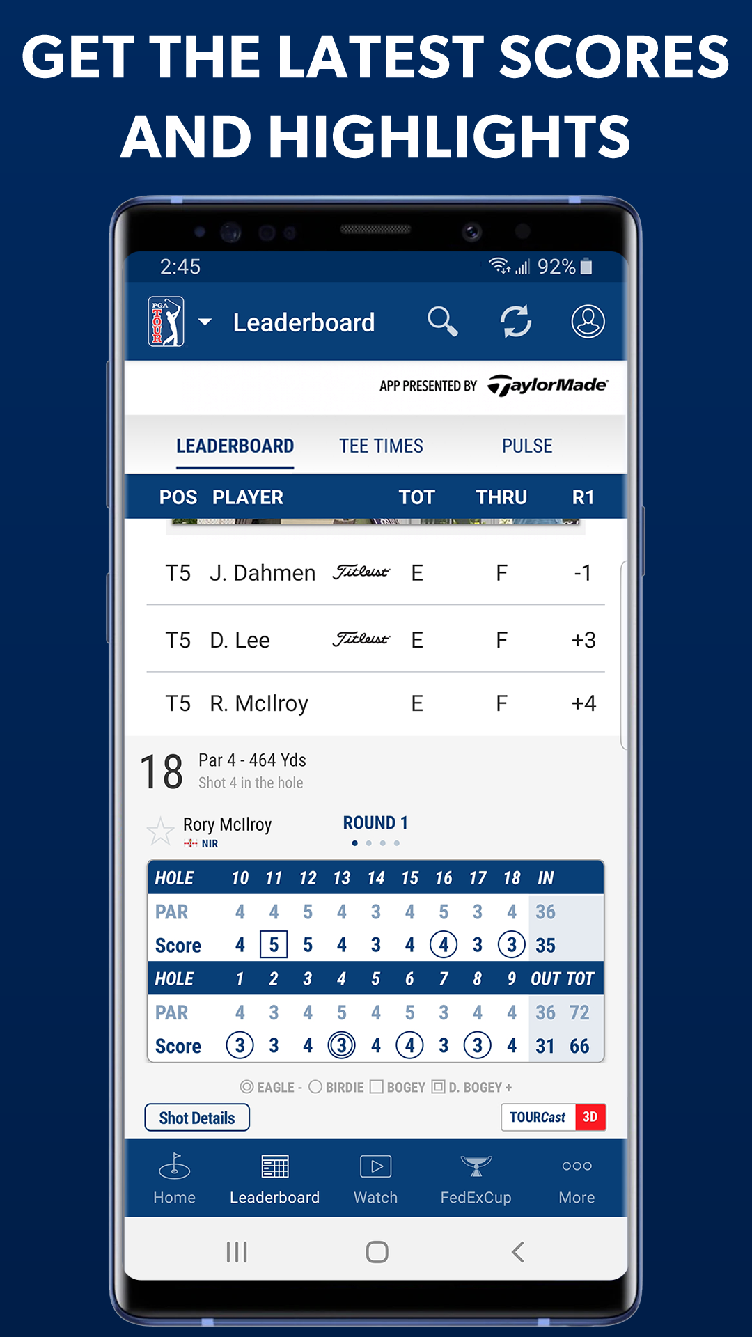 Android application PGA TOUR screenshort