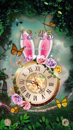 Fantasy Rabbit Clock-Wallpaper Screen 2