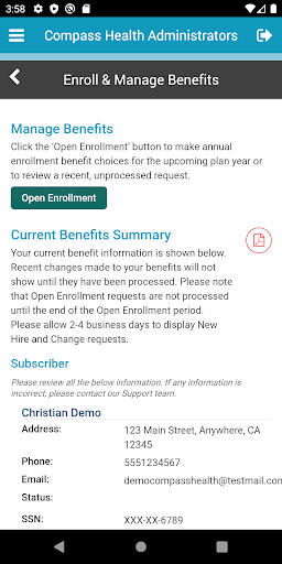 Compass Health Administrators Screen 3
