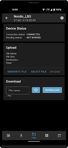 Screenshot of nRF Connect Device Manager