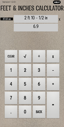 Feet & Inches Calculator Screen 2