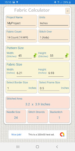 Fabric Calculator Screen 2
