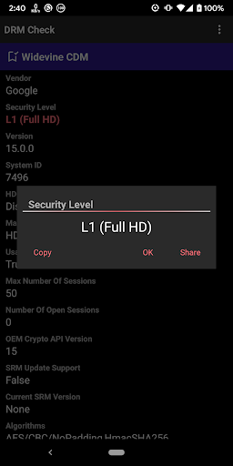 DRM Check - DRM Info Screen 3