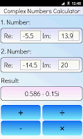 screenshot of Complex Numbers Calculator
