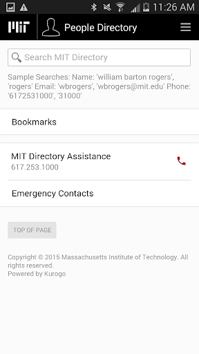 Screenshot of MIT Mobile