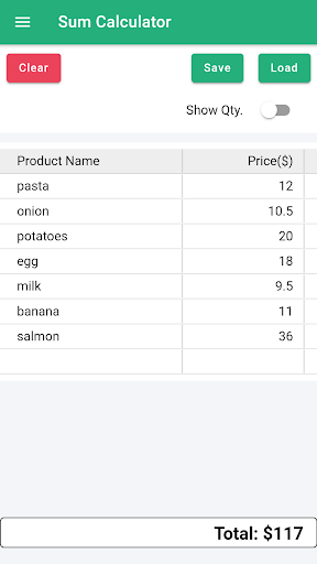 Android application Sum Calculator screenshort