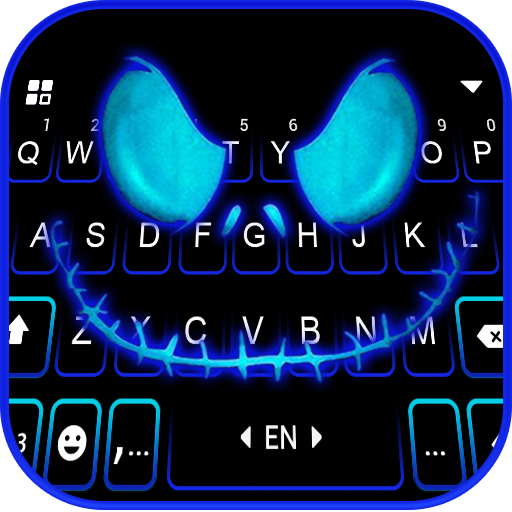 Neon Creepy Face Keyboard Back logo