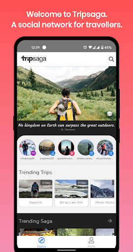 Android application Tripsaga - Explore & Travel screenshort