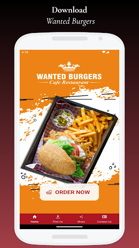 Android application Wanted Burgers screenshort