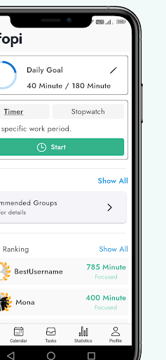 Fopi - Focus Timer And To-Do Screen 2