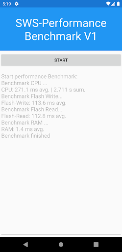 Android application SWS Performance Benchmark screenshort