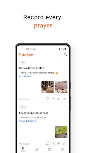 Android application PrayNote screenshort