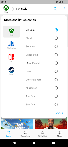CheapCharts Games Screen 2