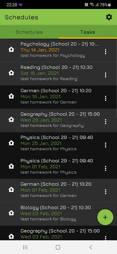 Schedules Screen 3