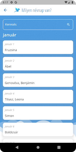 Milyen névnap van? Screen 3