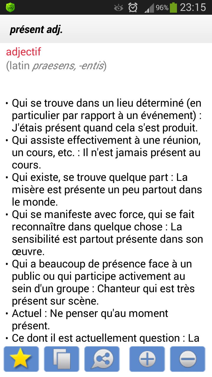 Android application Dictionnaire Français Français screenshort