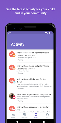 Screenshot of Storypark for Families
