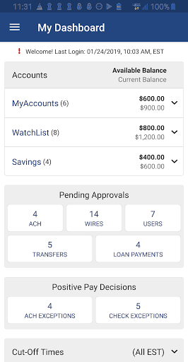 Android application First US Bank Commercial screenshort