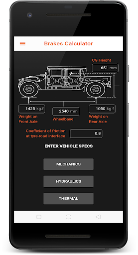 Android application Brakes Calculator screenshort