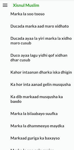 Android application Xisnul Muslim Somali screenshort