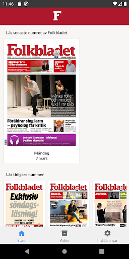 Android application E-tidning Folkbladet screenshort