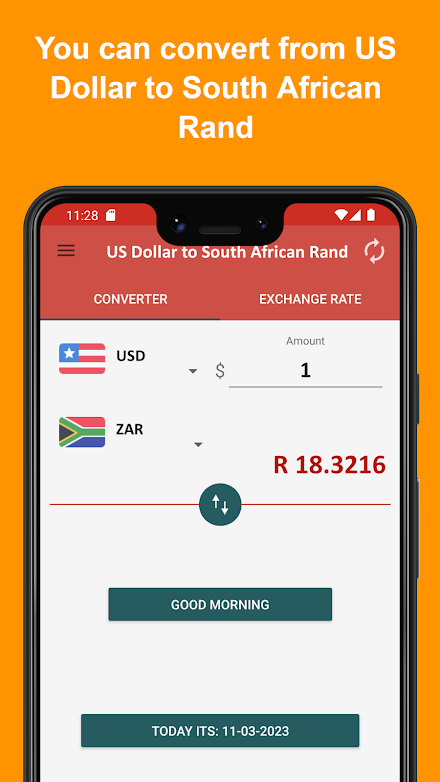 US Dollar to South African Ran Screen 2