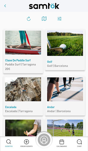 Android application Samtök: deporte en grupo screenshort