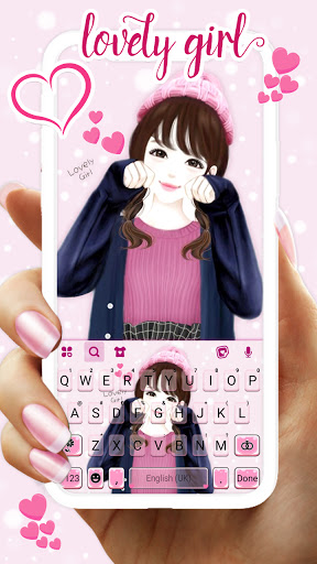 Android application Lovely Cute Girl Keyboard Back screenshort