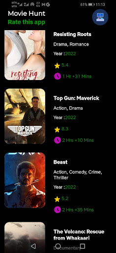 Android application Movie Hunt screenshort