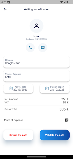 Traveling Expenses Screen 2