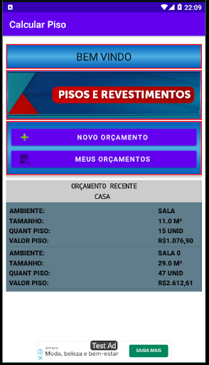 Android application Calcular Piso screenshort