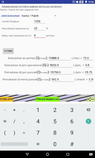 Android application Perancangan Plambing screenshort