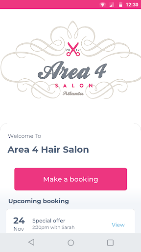 Android application Area 4 Hair Salon screenshort