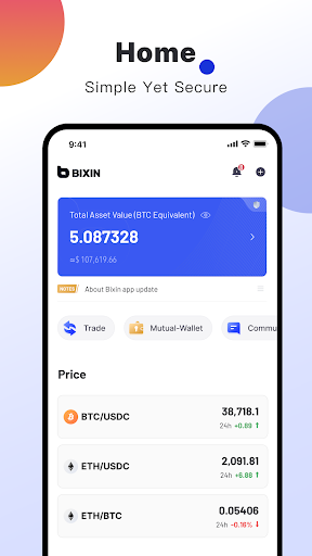 Android application Bixin - Virtual Assets Trading screenshort
