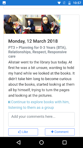 Learning Journals Parents App Screen 3