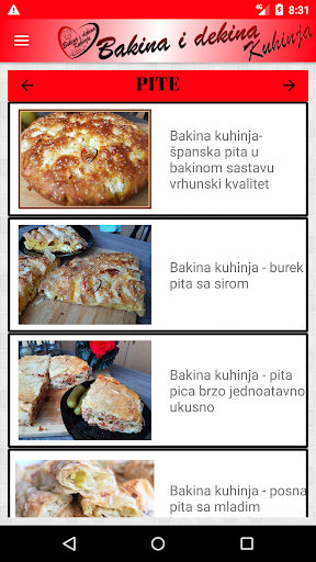 Android application Bakina Kuhinja screenshort