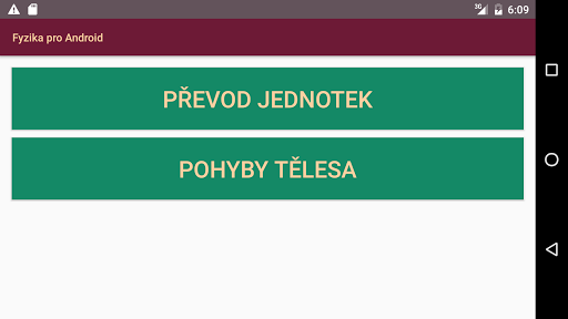 Android application Fyzika pro Android screenshort