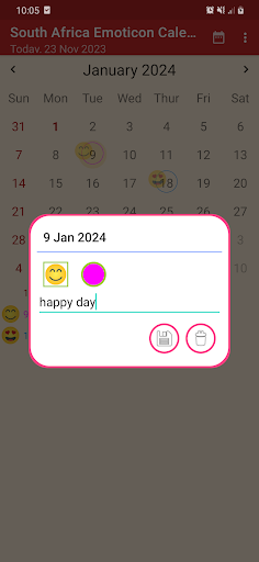 South Africa Emoticon Calendar Screen 2