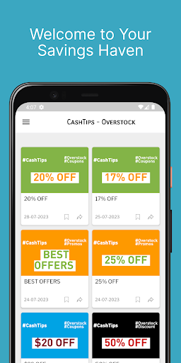 Android application CashTips - Overstock coupons screenshort