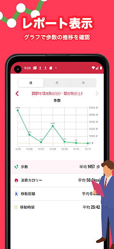 歩数管理 てくてく Screen 3