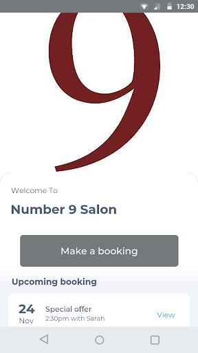 Android application Number 9 Salon screenshort