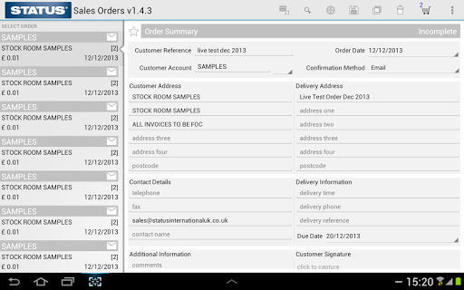 Status Sales Orders Screen 3