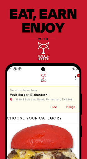 Android application Wulf Burger screenshort