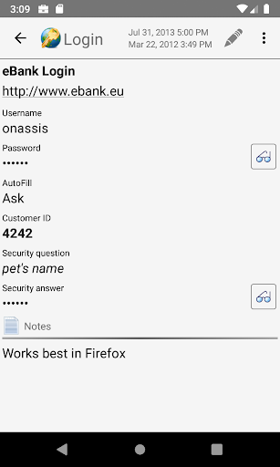 B-Folders Password Manager Screen 3