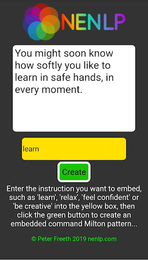 NLP Milton Model Generator Screen 2