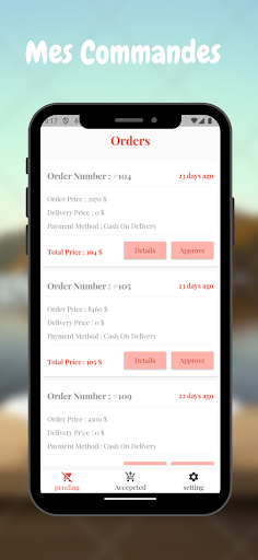 Android application Wadaibso Livreur screenshort