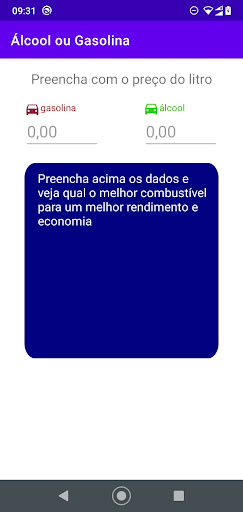 Android application Gasolina ou Álcool screenshort