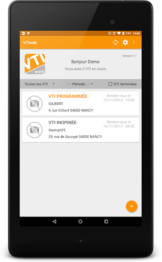 Android application VTI web - Visite Technique screenshort