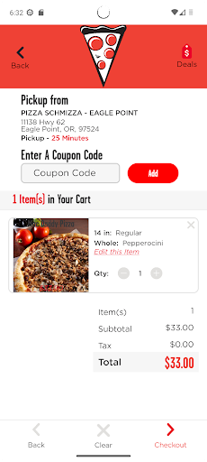 Screenshot of Schmizza